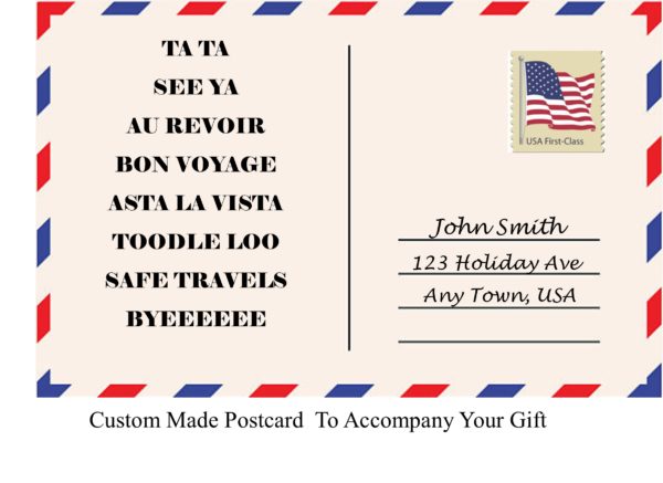 POST CARD GIFT TAG FOR MEN'S TRAVEL KIT